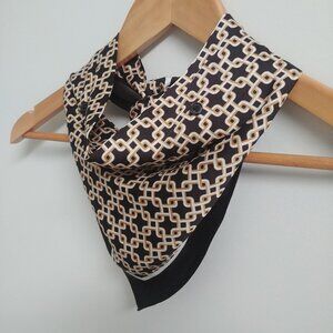 Richard Allan for H&M bandana head scarf brown gold cream geometric pattern